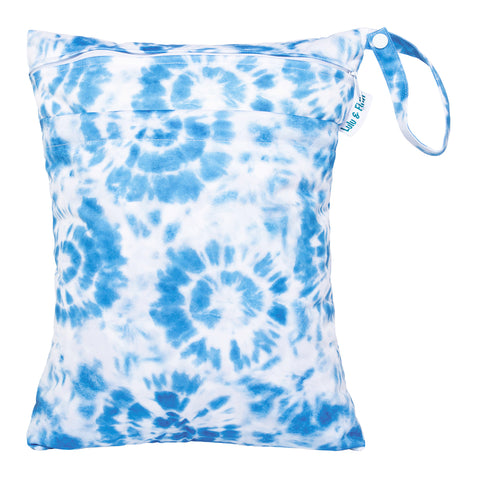 Lulu & Finn Blue Tie Dye Print Medium Double Zip Wet Bag