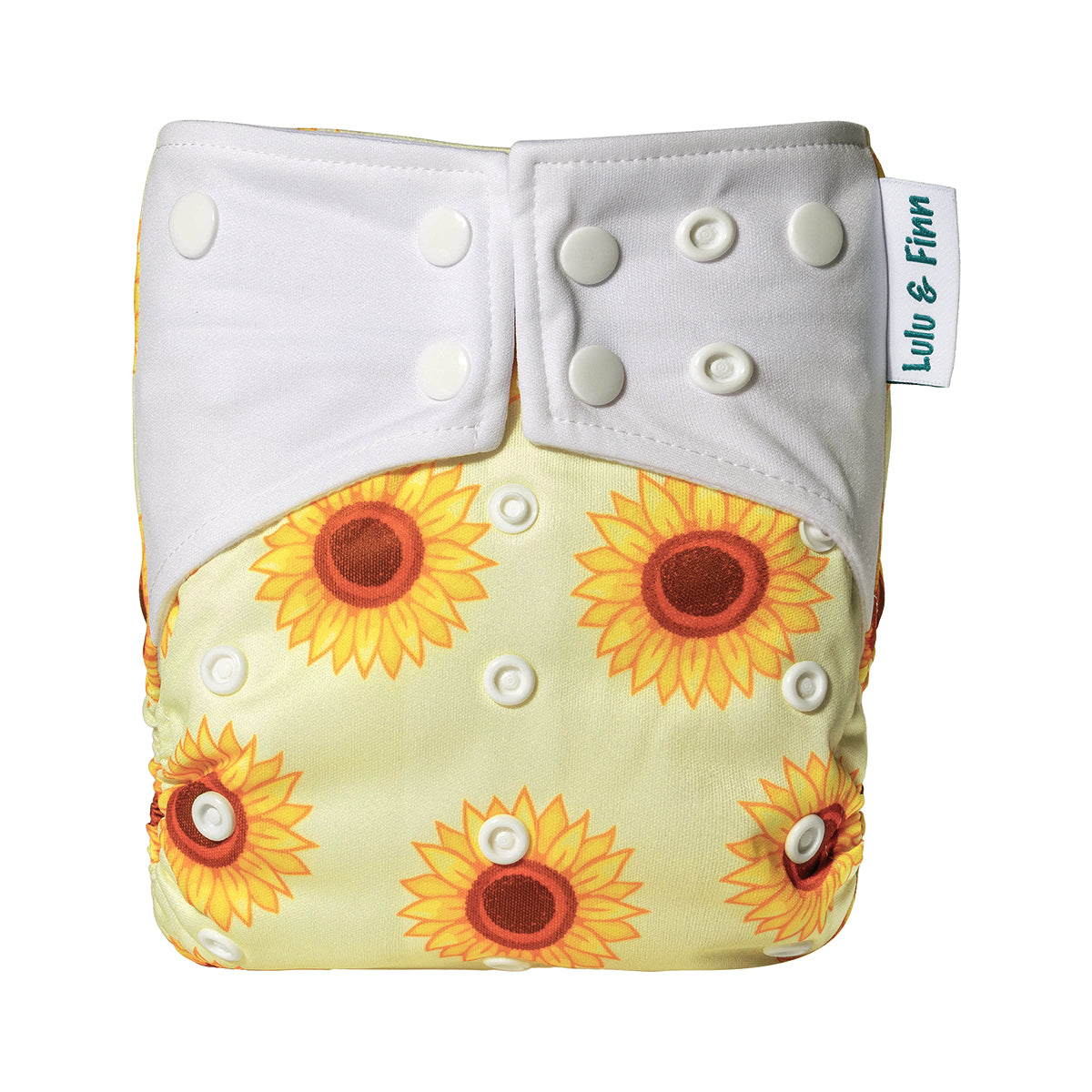 Lulu & Finn Yellow Sunflowers Print Double Gusset Modern Cloth Nappy