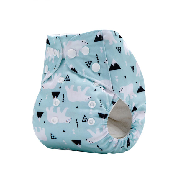 Lulu & Finn Polar Bears Print Modern Cloth Nappy