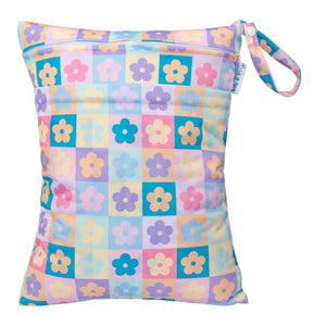 Lulu & Finn Boho Retro Floral Checkered Print Medium Double Zip Wet Bag