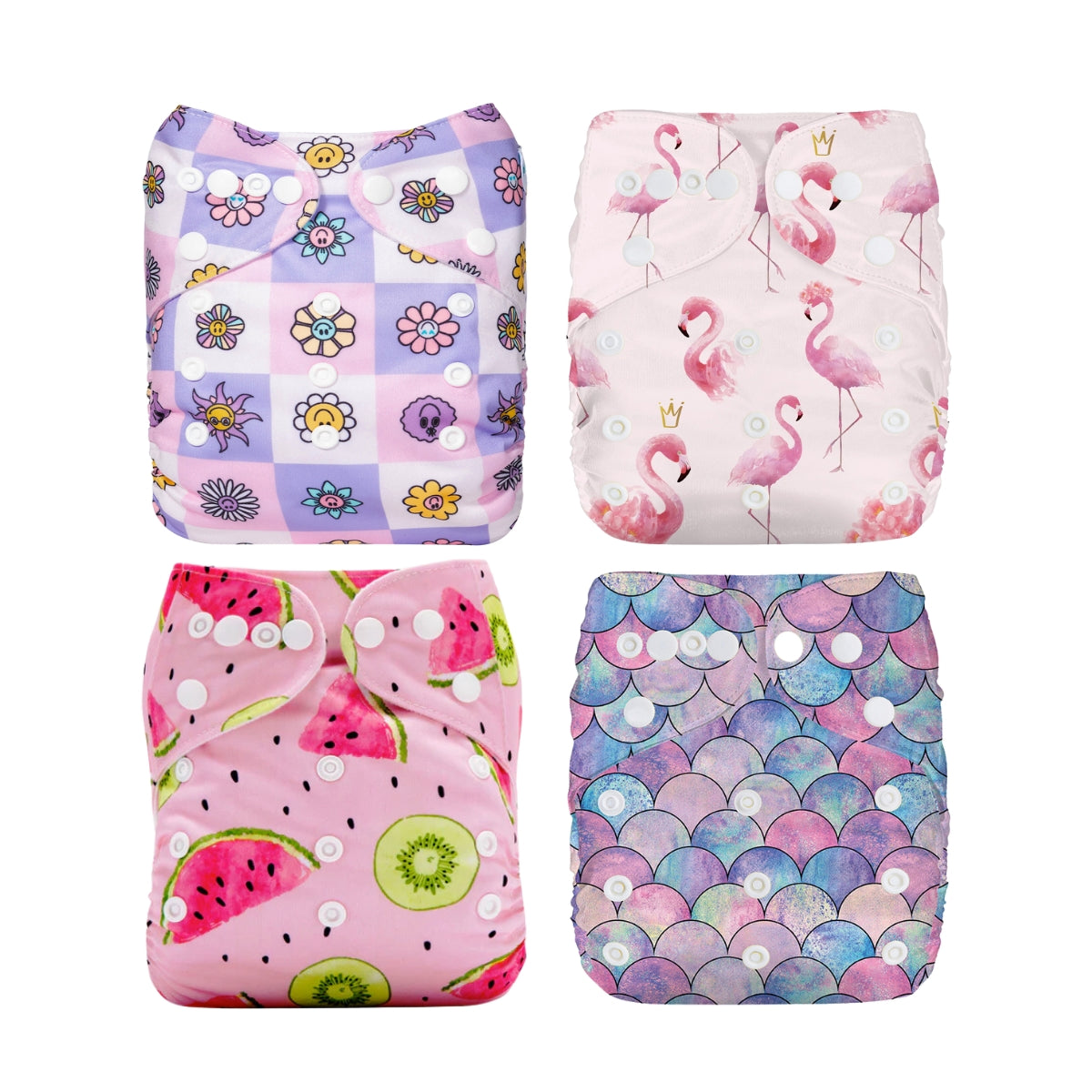 Lulu & Finn Pretty In Pink Modern Cloth Nappy 4 Pack Trial Bundle ...