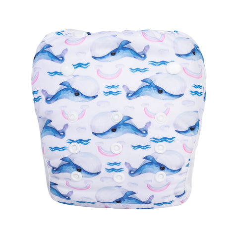 Lulu & Finn Whales Print Modern Cloth Swim Nappy