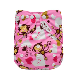 Lulu & Finn Pink Monkeys Print Modern Cloth Nappy