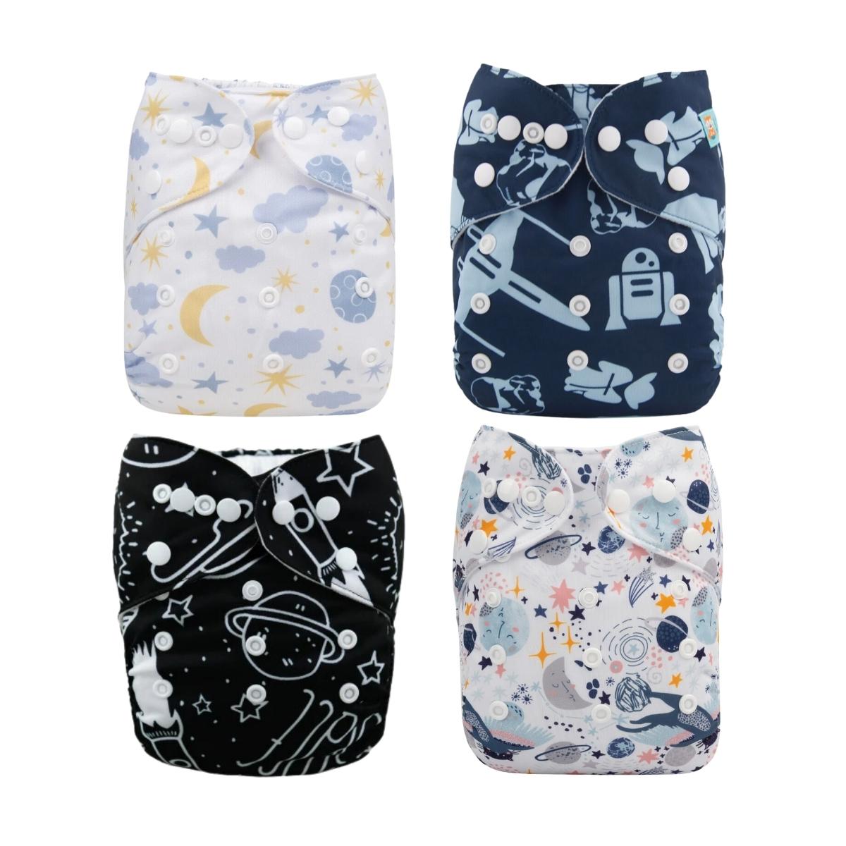 Alva Baby Space Modern Cloth Nappy 4 Pack Trial Bundle