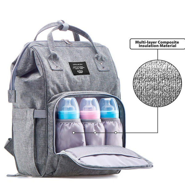 LeQueen Black Deluxe Multi-Functional Nappy Bag Backpack