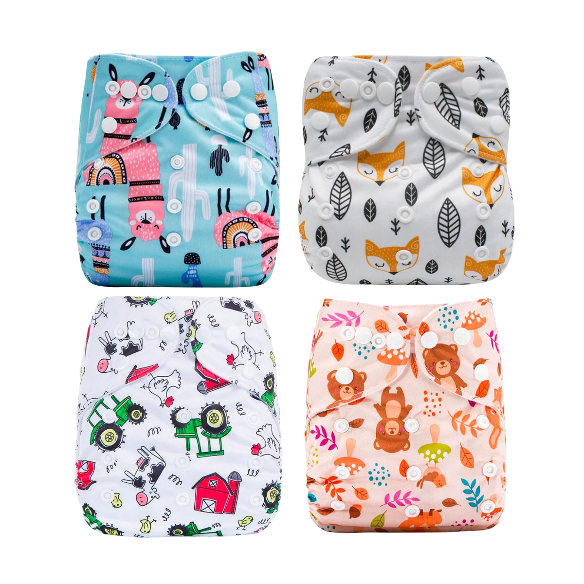 Lulu & Finn Animals Modern Cloth Nappy 4 Pack Trial Bundle