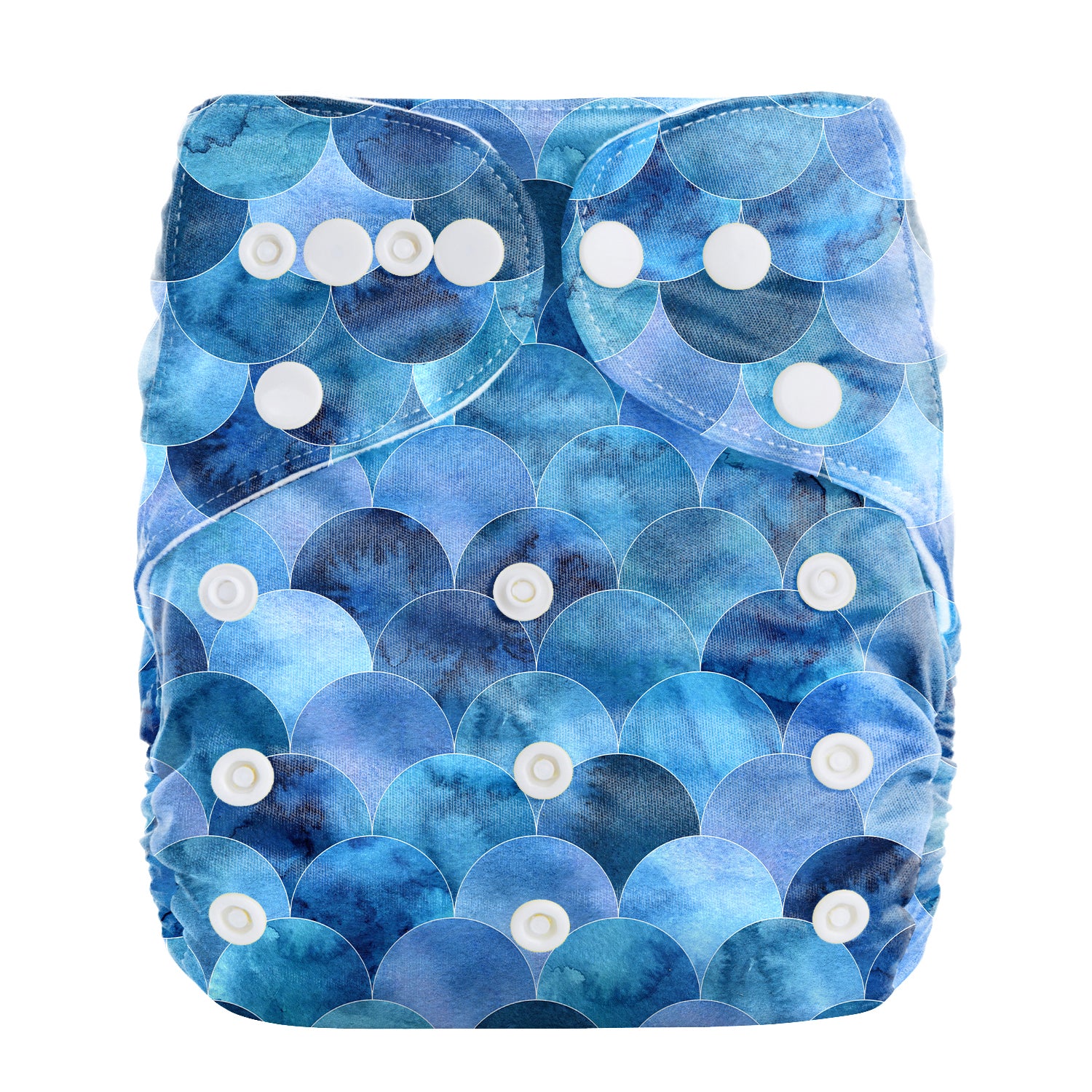Lulu & Finn Blue Mermaid Scales Print Modern Cloth Nappy